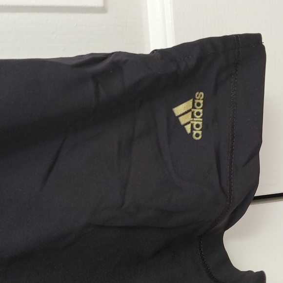 Adidas Black Workout Tank Top M Cute Design Gold Logo - Picture 2 of 7